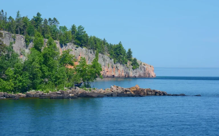 Lake Superior cliffs along the North Shore near Lakewood, MN