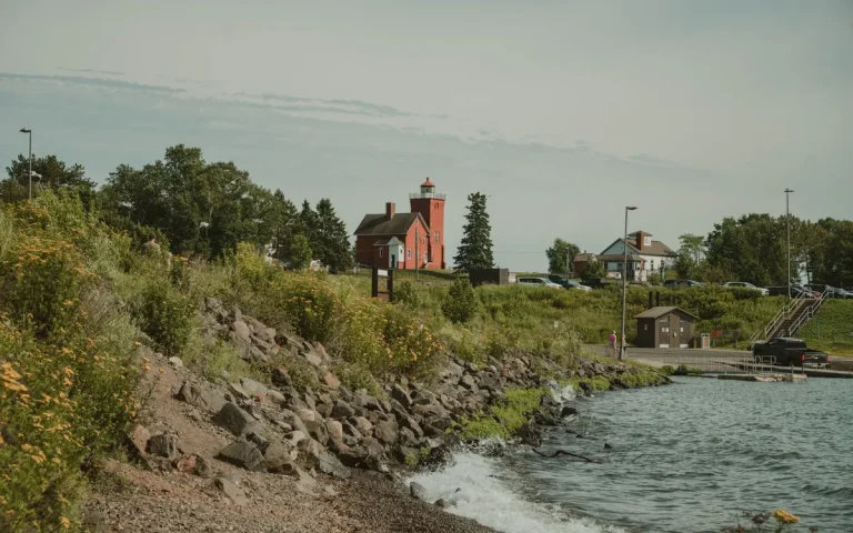 Lighthouse on the Lake Superior shore at Two Harbors, MN